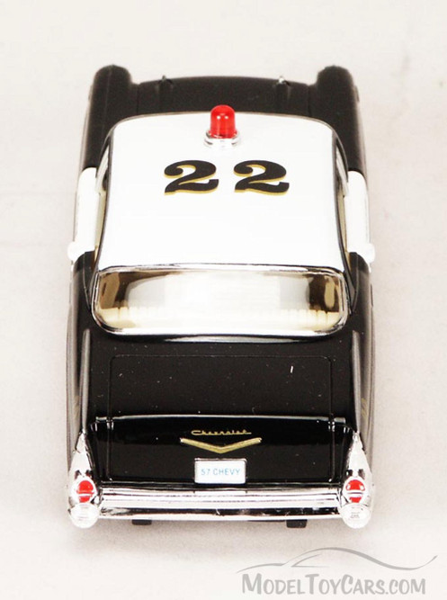 1957 Chevy Bel Air Police Car, Black - Kinsmart 5323D - 1/40 scale