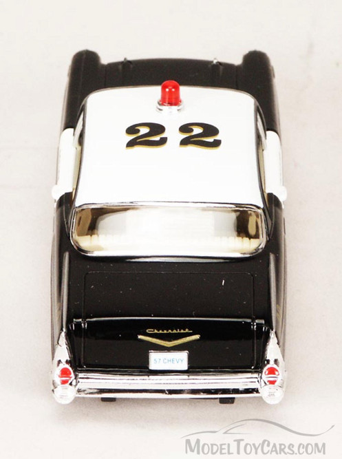 1957 Chevy Bel Air Police Car, Black - Kinsmart 5323D - 1/40 scale Diecast Car (New, but NO BOX)