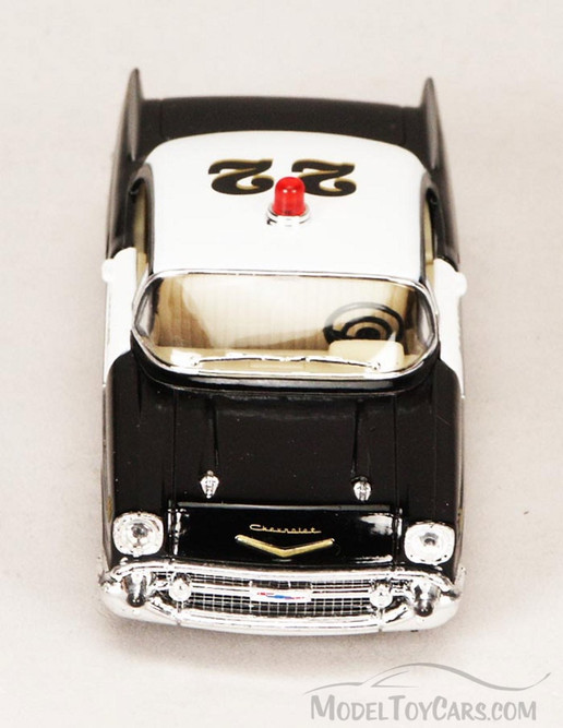 1957 Chevy Bel Air Police Car, Black - Kinsmart 5323D - 1/40 scale