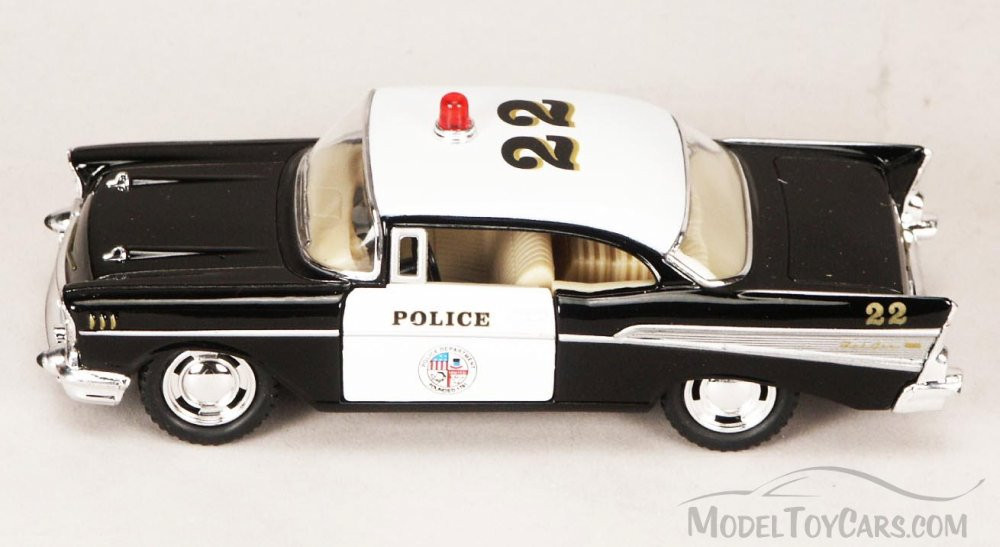 1957 Chevy Bel Air Police Car, Black - Kinsmart 5323D - 1/40 scale