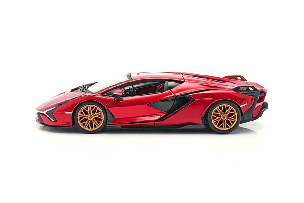 Lamborghini Sian FKP37 Hardtop, Red - Bburago 18-21099R - 1/24 Scale Diecast Model Toy Car