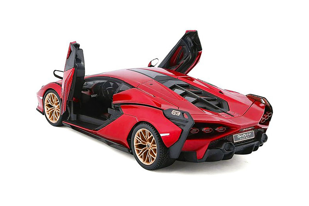 Lamborghini Sian FKP37 Hardtop, Red - Bburago 18-21099R - 1/24 Scale Diecast Model Toy Car