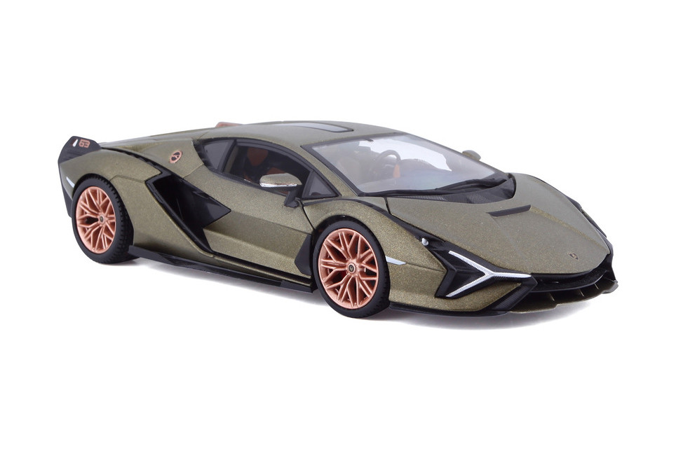 Lamborghini Sian FKP37 Hardtop, Matte Green - Bburago 18-21099GN - 1/24 Scale Diecast Model Toy Car