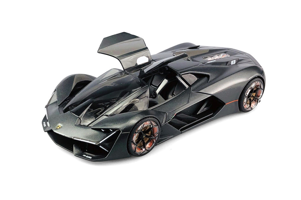 Lamborghini Terzo Millennio Hardtop, Dark Gray/Black Top - Bburago 18-21094GY - 1/24 Scale Diecast Model Toy Car