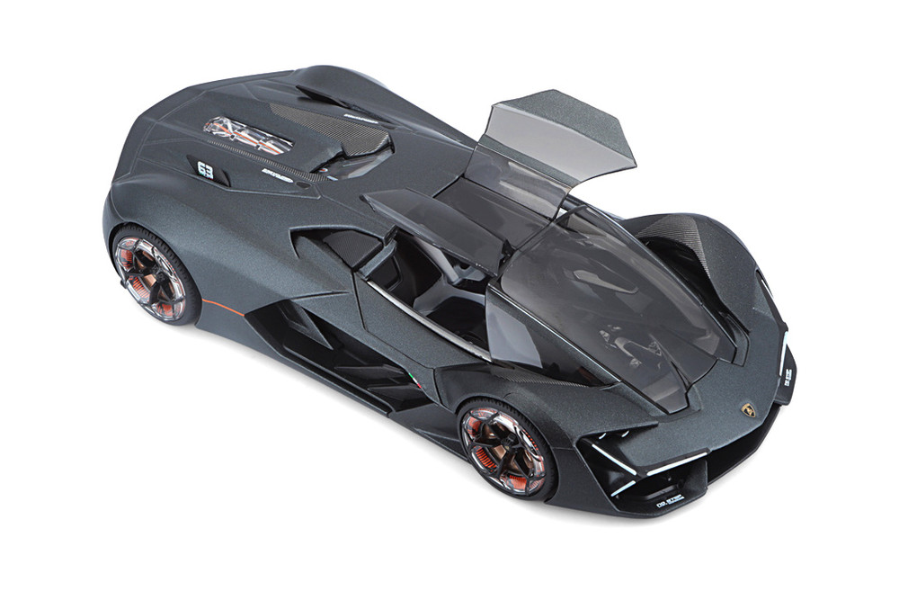 Lamborghini Terzo Millennio Hardtop, Dark Gray/Black Top - Bburago 18-21094GY - 1/24 Scale Diecast Model Toy Car