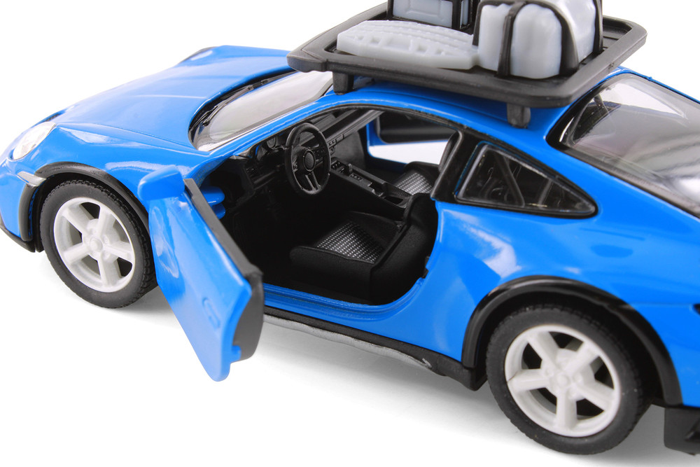 Porsche 911 Rallye w/Roof Rack, Blue - Kinsmart 5481D - 1/36 Scale Diecast Model Toy Car