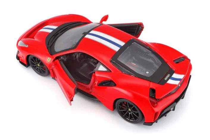 Ferrari 488 Pista, Red - Bburago 18-26026R - 1/24 Scale Diecast Model Toy Car