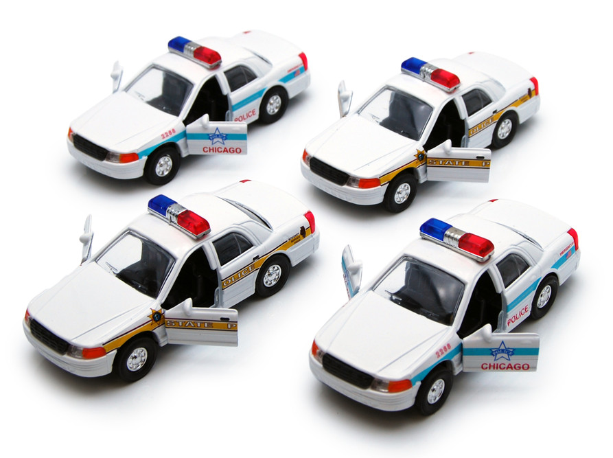 Box of 12 Chicago Police/Illinois State Police, White - Showcasts 9985CG/IL - 5" Scale Diecast Model Toy Cars