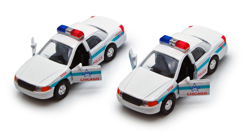 Box of 12 Chicago Police/Illinois State Police, White - Showcasts 9985CG/IL - 5" Scale Diecast Model Toy Cars