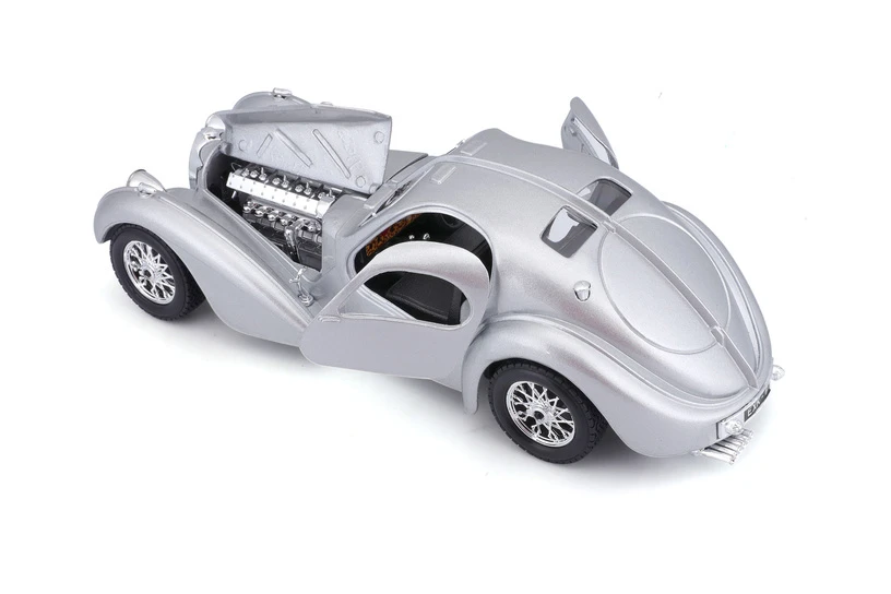 Bugatti Atlantic Hard Top, Silver - Bburago 18-22092SV - 1/24 Scale Diecast Model Toy Car