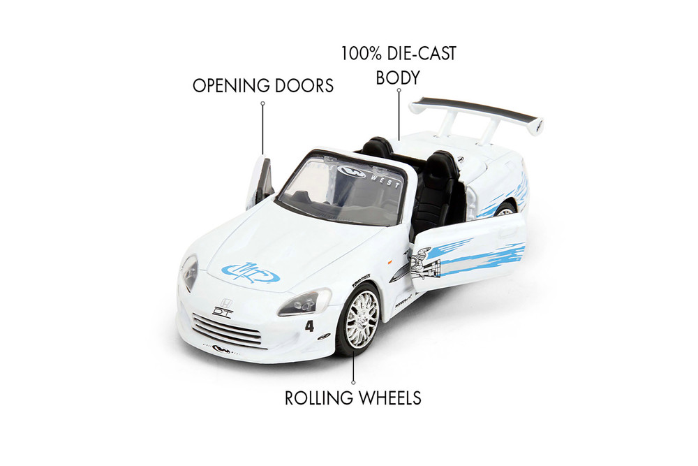 2001 Honda S2000 Convertible, Fast & Furious Remix - 25th Anniversary - Jada Toys 35629 - 1/32 Scale Diecast Model Toy Car