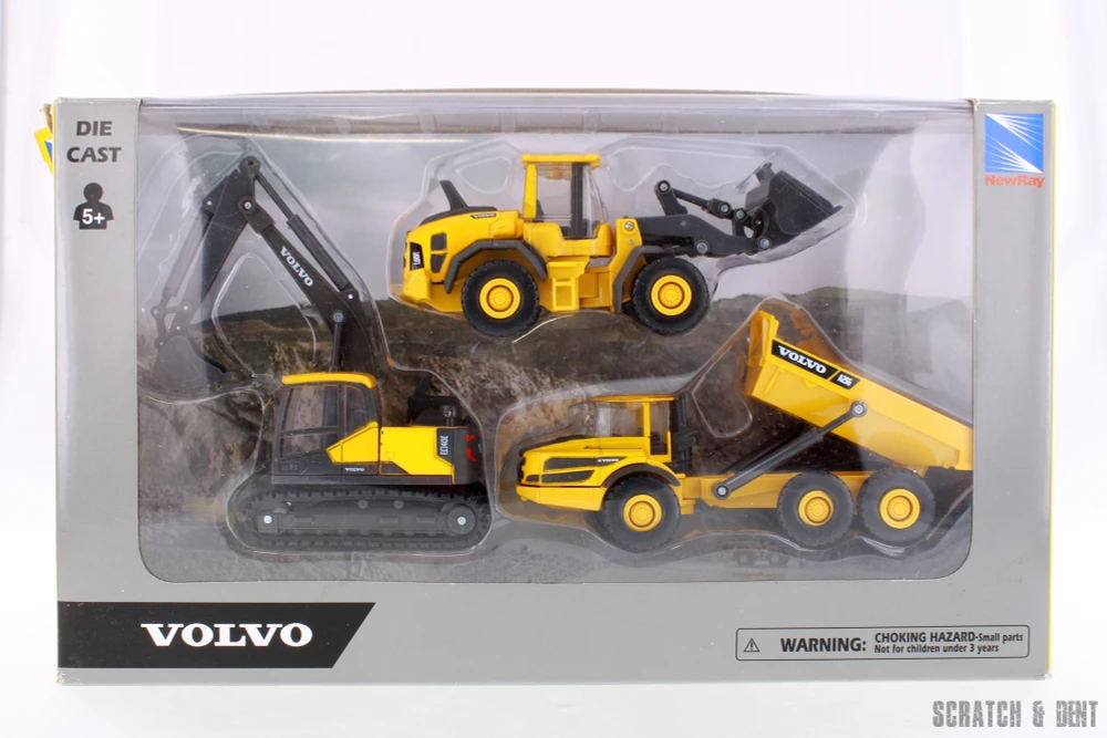 Volvo Construction Vehicles, Yellow - New Ray R-23629 - Diecast Model ...