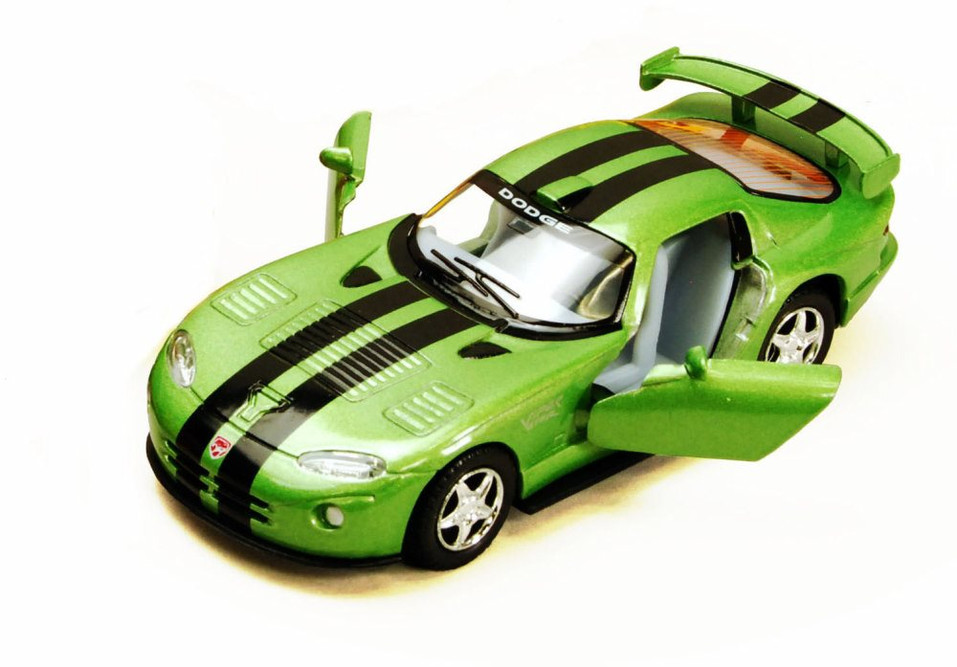 Dodge Viper GTS-R Hard Top, Green with Black Stripes - Kinsmart 5039DA - 1/36 Scale Diecast Model Replica (Brand New, but NOT IN BOX)