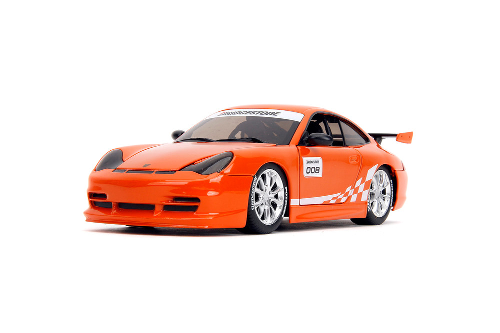 Porsche Carrera 911 GT3 RS (996) #008 "Bridgestone", Orange - Jada Toys 35138 - 1/24 Scale Diecast Model Toy Car