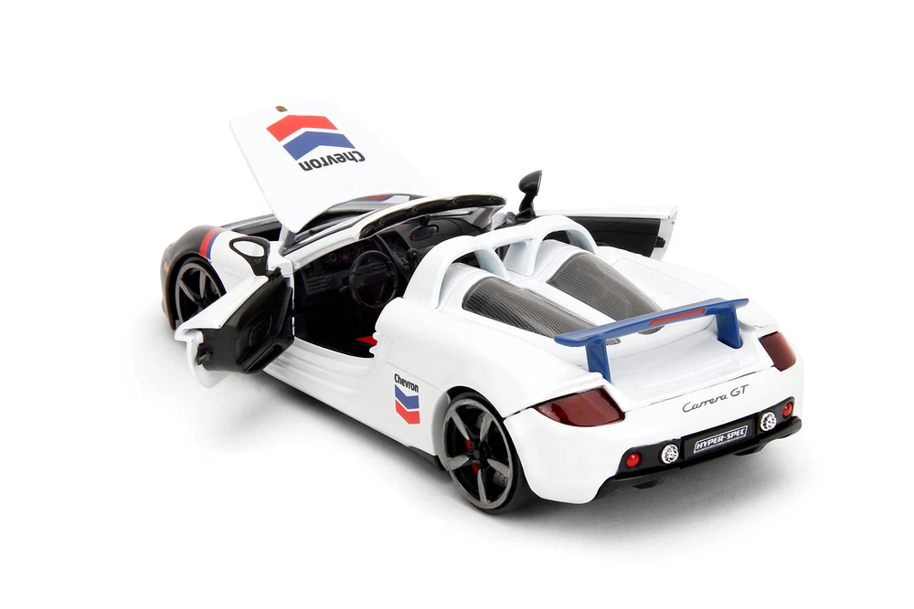 2005 Porsche Carrera GT Convertible #4 "Chevron", White - Jada Toys 35136 - 1/24 Scale Diecast Model Toy Car