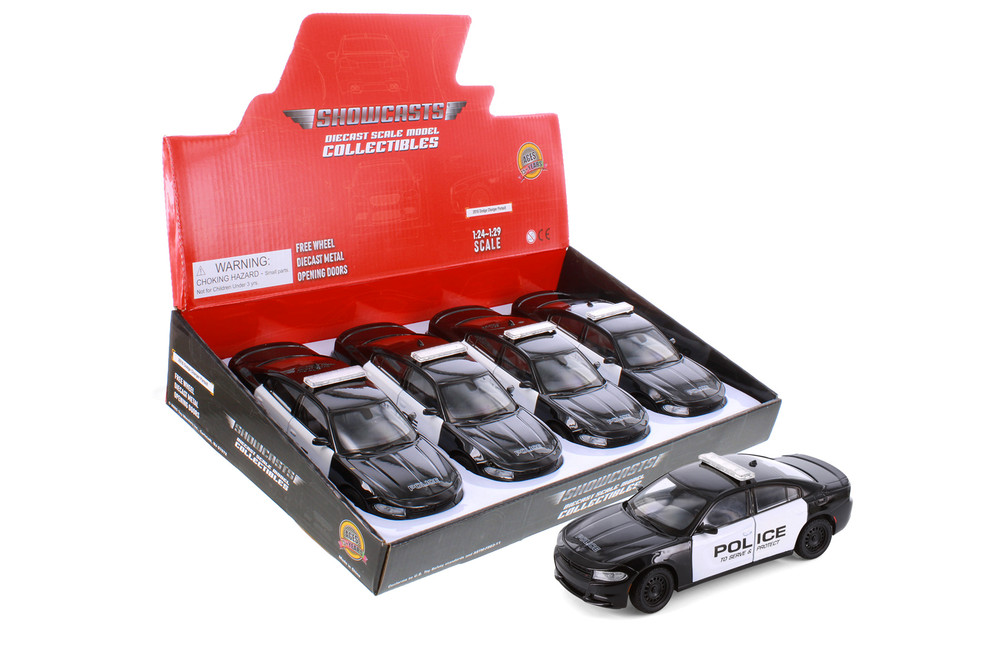 2016 Dodge Charger Pursuit Police, Black/White - Showcasts 24079P/4D - 1/24 Scale Diecast Model Toy Car