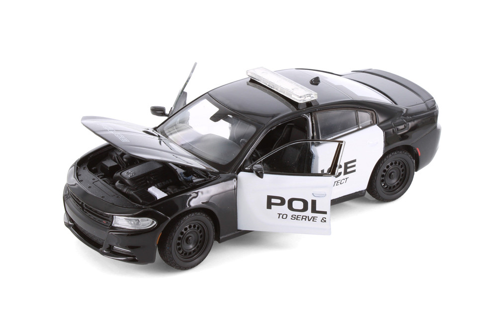 2016 Dodge Charger Pursuit Police w/Lady Police Cops, Black - Showcasts 24079P/4D-23920-23919-23918-23917 - 1/24 Scale