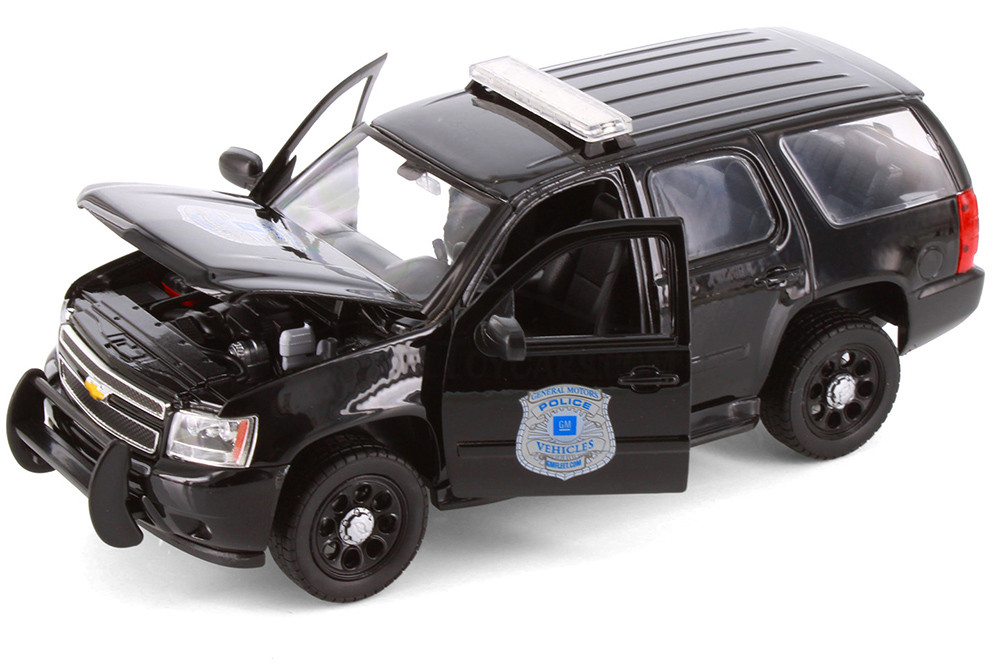 Box of 4 2008 Chevy Tahoe General Motors Police, Black - Showcasts® 22509BP/4D - 1/24 Scale Diecast Model Toy Cars