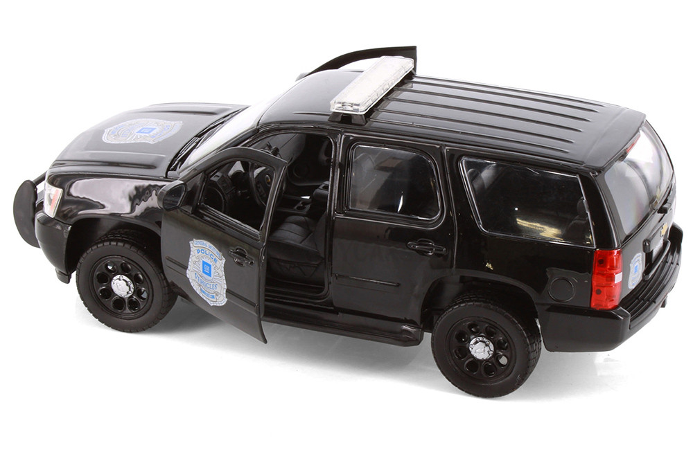 Box of 4 2008 Chevy Tahoe General Motors Police, Black - Showcasts® 22509BP/4D - 1/24 Scale Diecast Model Toy Cars