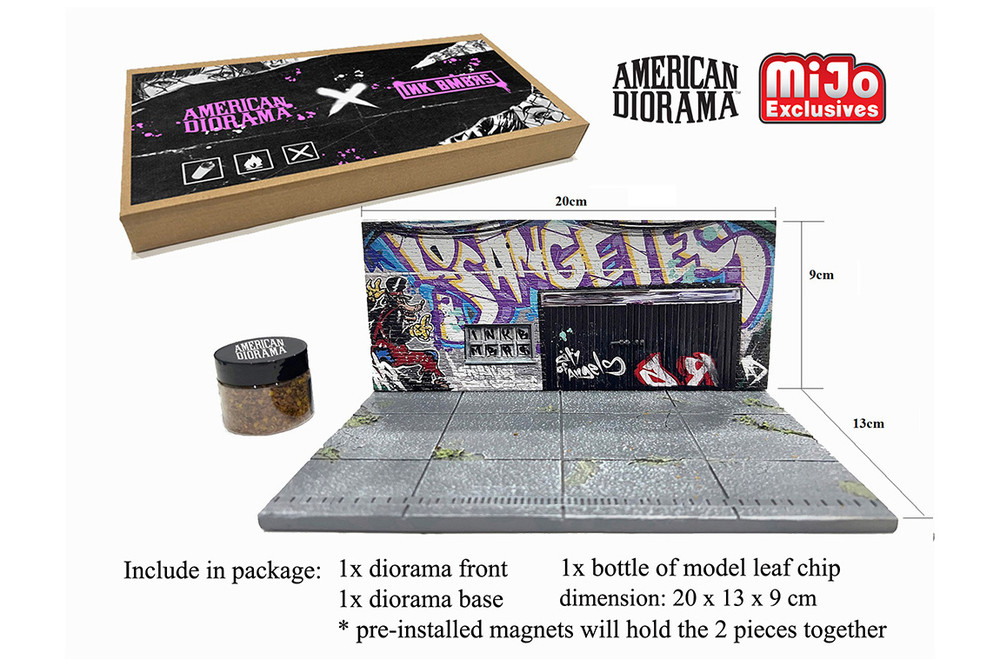 Street Art Diorama X INK BMBRS - LA Graffiti, Gray - American Diorama AD-2424MJ - 1/64 Scale Diorama Accessory
