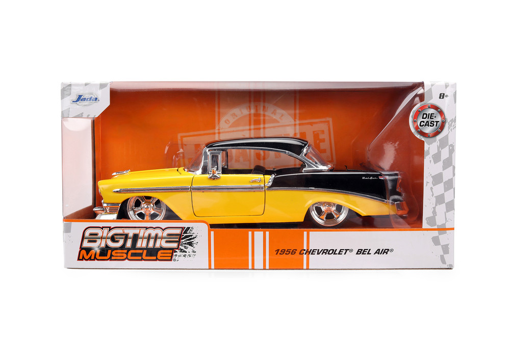 1956年式　シボレー・ベルエア　Jadatoys 1956 Chevy Bel Air, Yellow/Black - Jada Toys 36648 - 1/24 Scale