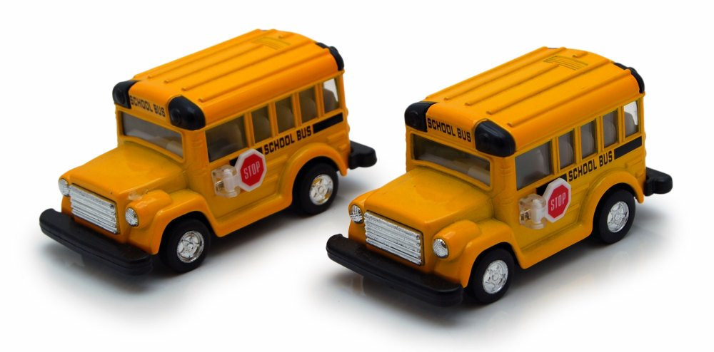 Box of 12 School Buses, Yellow - Kinsmart 4004DY - 3.75" Scale Diecast Model Toy Cars
