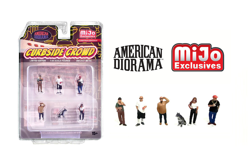"Curbside Crowd" 6pc Figure Set, ASSTD - American Diorama AD-2429MJ - 1/64 Scale Figurine - Diorama Accessory