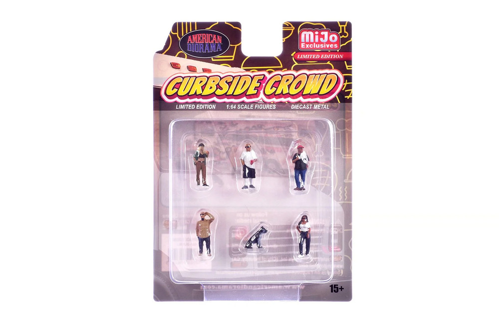 "Curbside Crowd" 6pc Figure Set, ASSTD - American Diorama AD-2429MJ - 1/64 Scale Figurine - Diorama Accessory