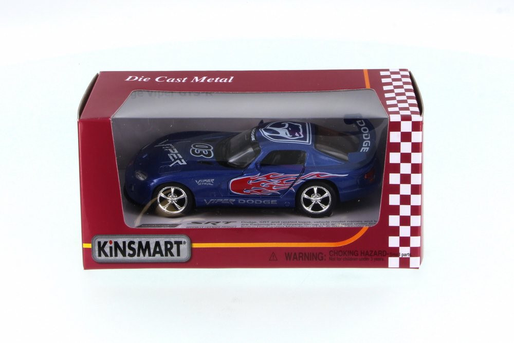 Dodge Viper Race Car #03 w/ decals, Blue - Kinsmart 5039FWBU - 1/36 Scale Diecast Model Toy Car