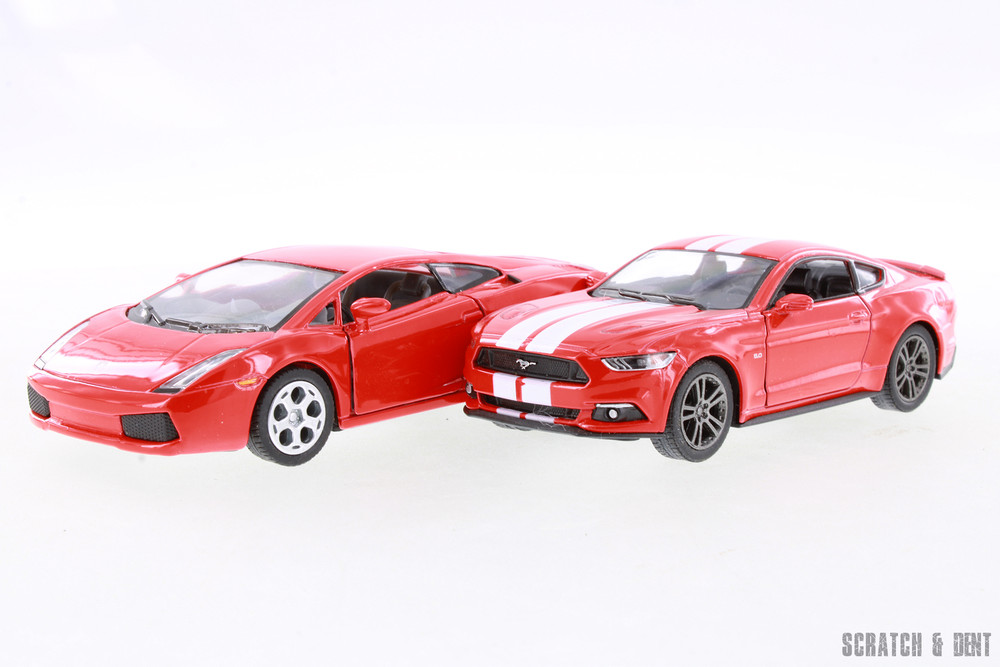 2015 Ford Mustang GT/Lambo Gallardo 2-Pack, Red - R-23703 - 1/38 Scale Diecast Model Toy Car