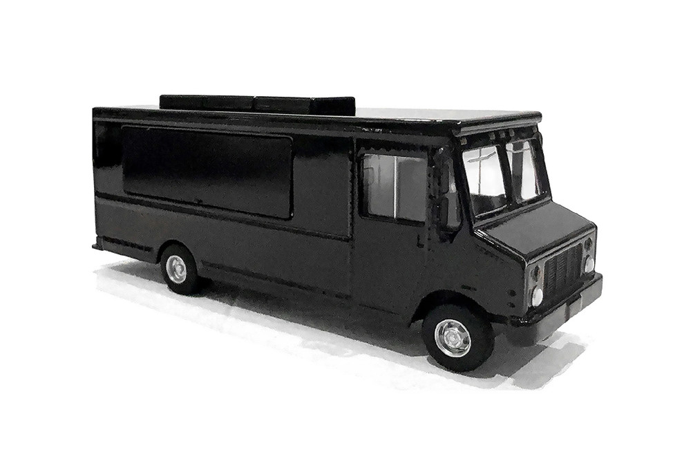 Food Truck Plain Black, Black - American Diorama AD-70201MJ - 1/64