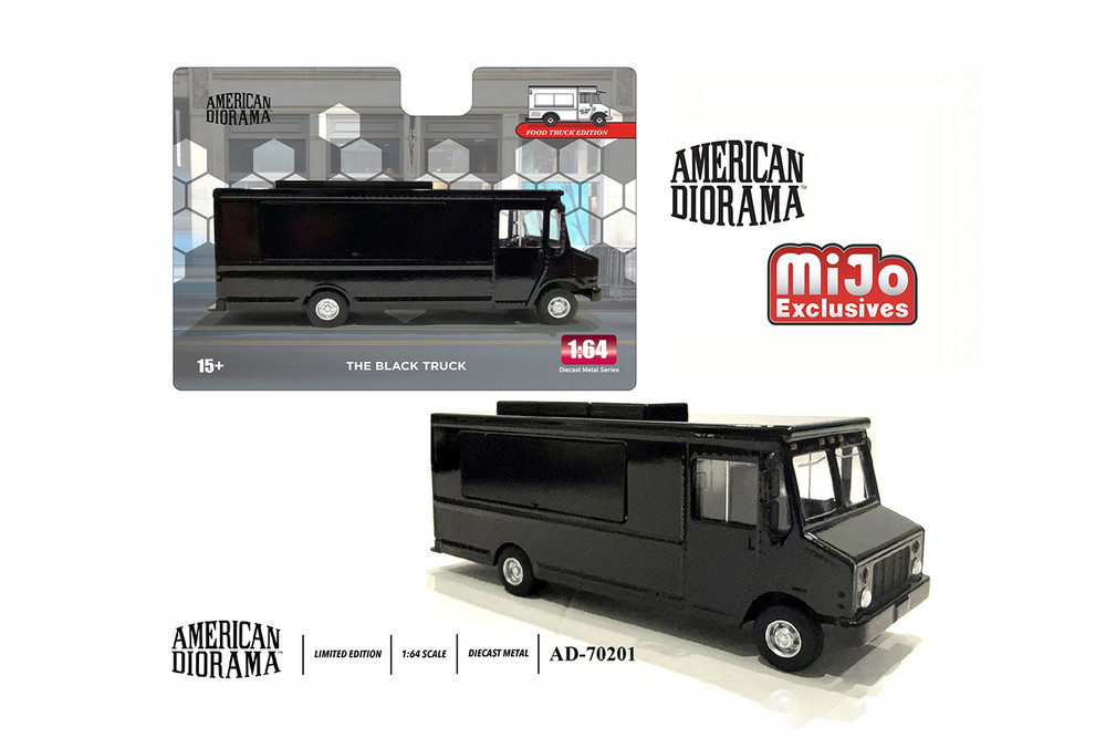 Food Truck Plain Black, Black - American Diorama AD-70201MJ - 1/64