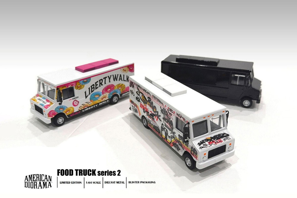 Food Truck Plain Black, Black - American Diorama AD-70201MJ - 1/64