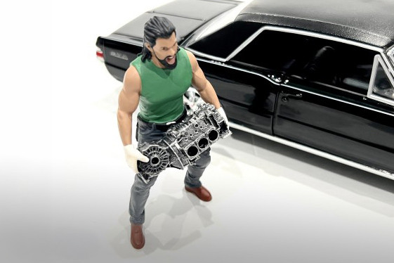 "Muscle Mechanics" Figure #5, Green/Blue - Showcasts AD-25205 - 1/24 Scale Resin Diorama Figurine