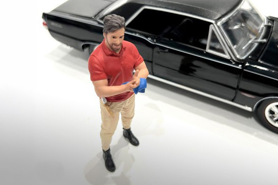 "Muscle Mechanics" Figure #2, Red/Beige - Showcasts AD-19202 - 1/18 Scale Resin Diorama Figurine