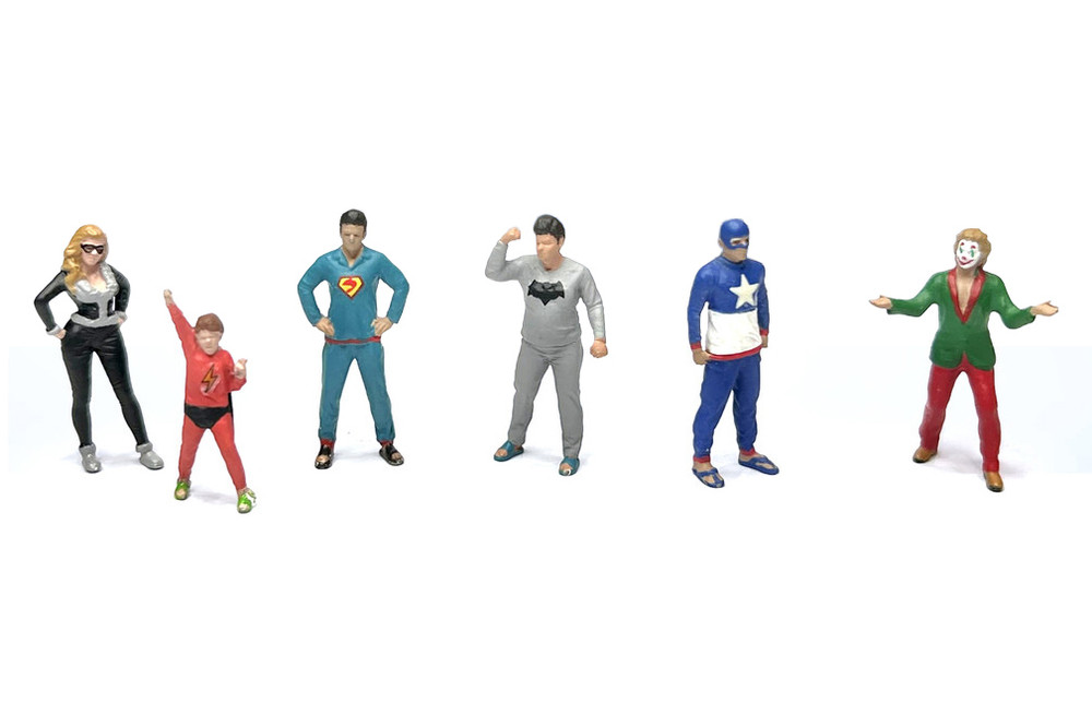 "Pajamas Party" 6pc Figure Set, ASSTD - American Diorama AD-2436MJ - 1/64 Scale Figurine - Diorama Accessory