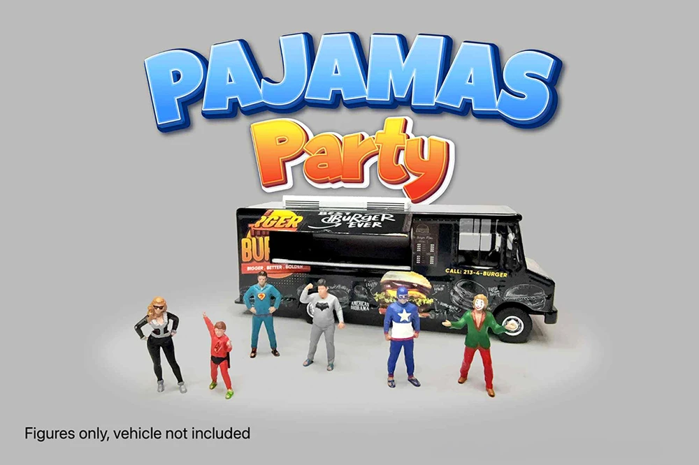 "Pajamas Party" 6pc Figure Set, ASSTD - American Diorama AD-2436MJ - 1/64 Scale Figurine - Diorama Accessory