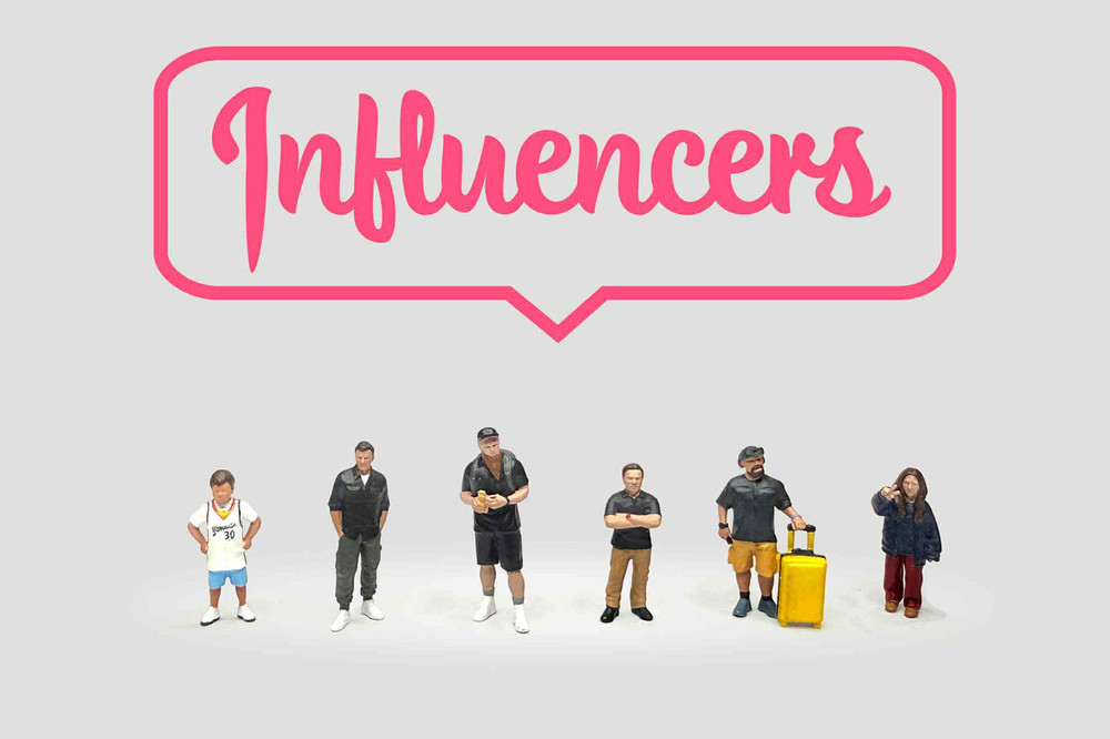 "Influencers" 6pc Figure Set, ASSTD - American Diorama AD-2433MJ - 1/64 Scale Figurine - Diorama Accessory
