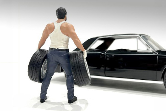 "Muscle Mechanics" Figure #1, Blue/White - Showcasts AD-19201 - 1/18 Scale Resin Diorama Figurine