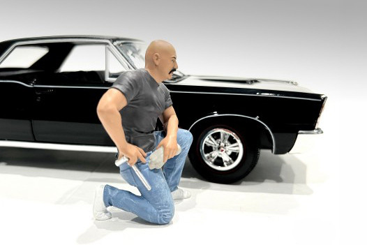 "Muscle Mechanics" Figure #6, Gray/Blue - Showcasts AD-25206 - 1/24 Scale Resin Diorama Figurine