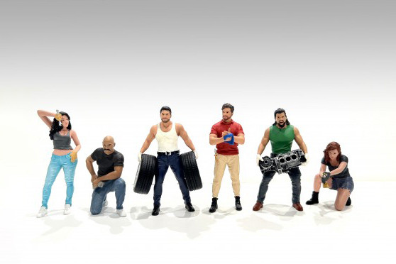 "Muscle Mechanics" Figure #3, Gray/Blue - Showcasts AD-25203 - 1/24 Scale Resin Diorama Figurine