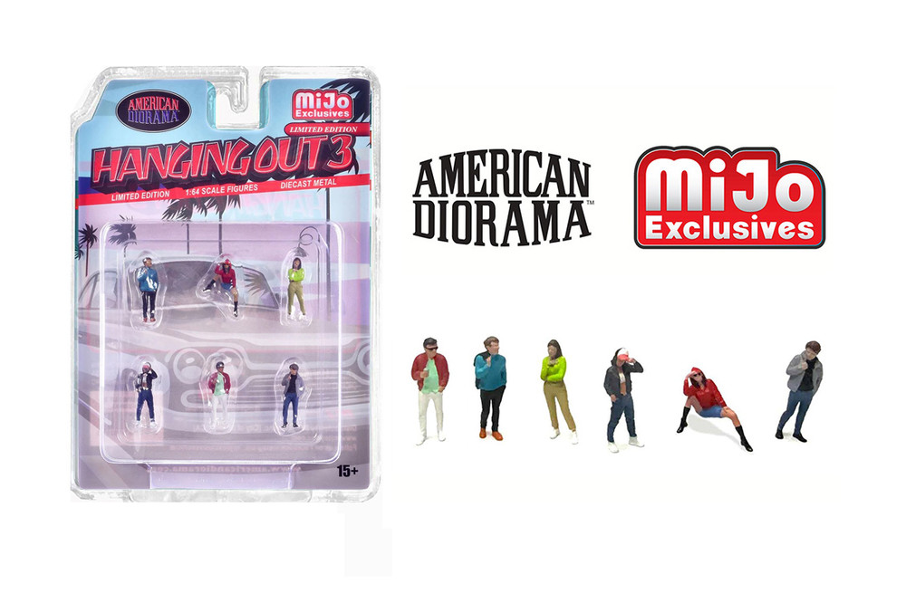 "Hanging Out 3" 6pc Figure Set, ASSTD - American Diorama AD-2430MJ - 1/64 Scale Figurine - Diorama Accessory