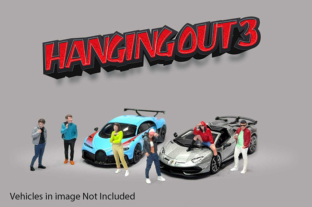 "Hanging Out 3" 6pc Figure Set, ASSTD - American Diorama AD-2430MJ - 1/64 Scale Figurine - Diorama Accessory