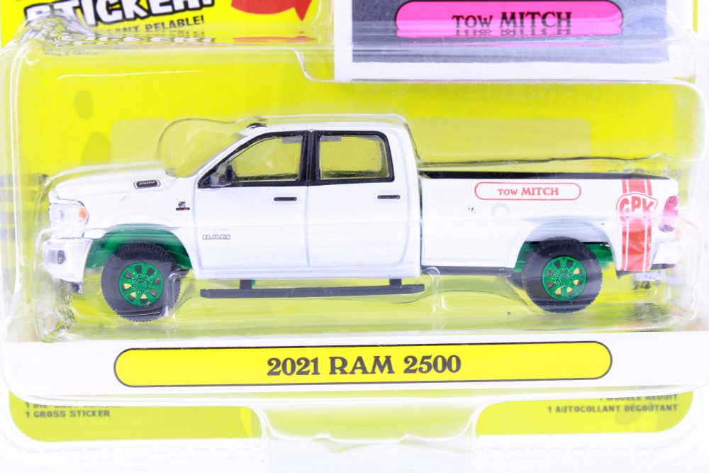 GREEN MACHINE 2021 Dodge Ram 2500 Pickup Truck, White - Greenlight 54070D/48 - 1/64 Scale Diecast Model Toy Car