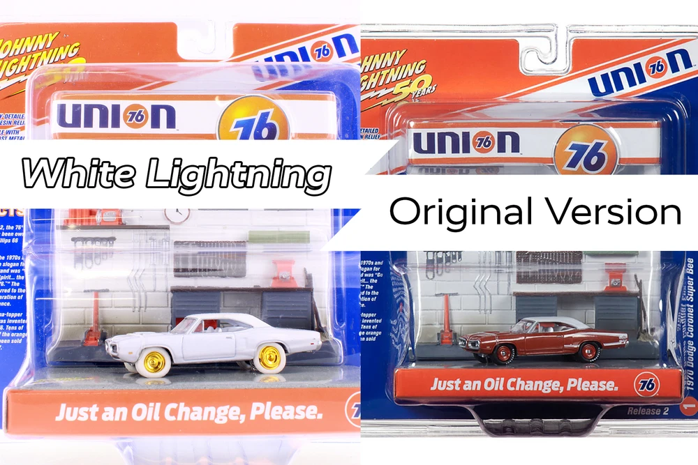 WHITE LIGHTNING 1970 Dodge Coronet Super Bee and Union 76 Interior JLDR007/24 - 1/64 scale Diecast Model Toy Car