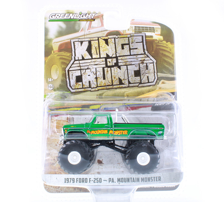 GREEN MACHINE 1979 Ford F-250 Monster Truck, Pa. Mountain Monster - Greenlight 49100A 1/64 scale Diecast Car