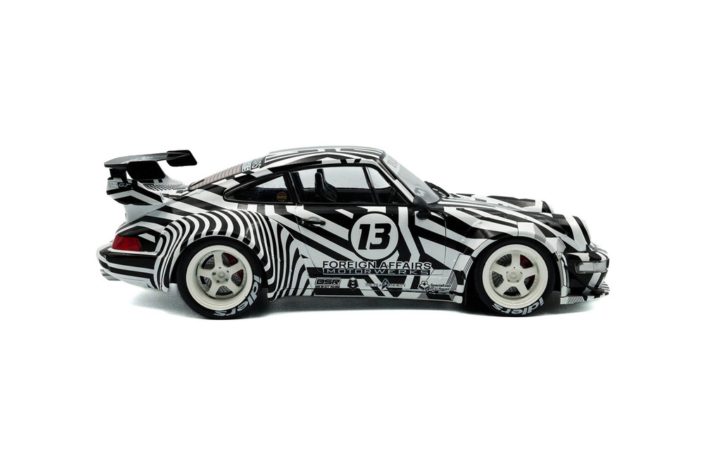 2022 RWB Bodykit #13 "The Zebra", Black w/White Stripes - Solido S1807513 - 1/18 Scale Diecast Model Toy Car