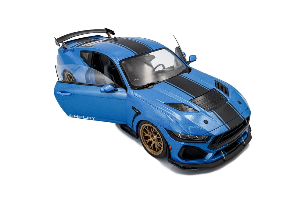2024 Ford Shelby Mustang Super Snake, Grabber Blue w/Black Stripe Stripe - Solido S1813802 - 1/18 Scale Diecast Model Toy Car