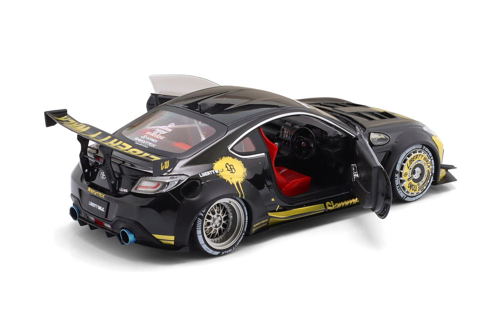 2024 Toyota GR86 w/Liberty Walk Body Kit, Black/Gold - Solido S1813603 - 1/18 Scale Diecast Model Toy Car