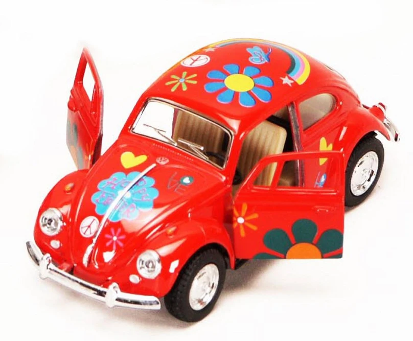 1967 Volkswagen Beetle w/ Decals, Red - Kinsmart 5057DF - 1/32 scale Diecast Car (New, but NO BOX)
